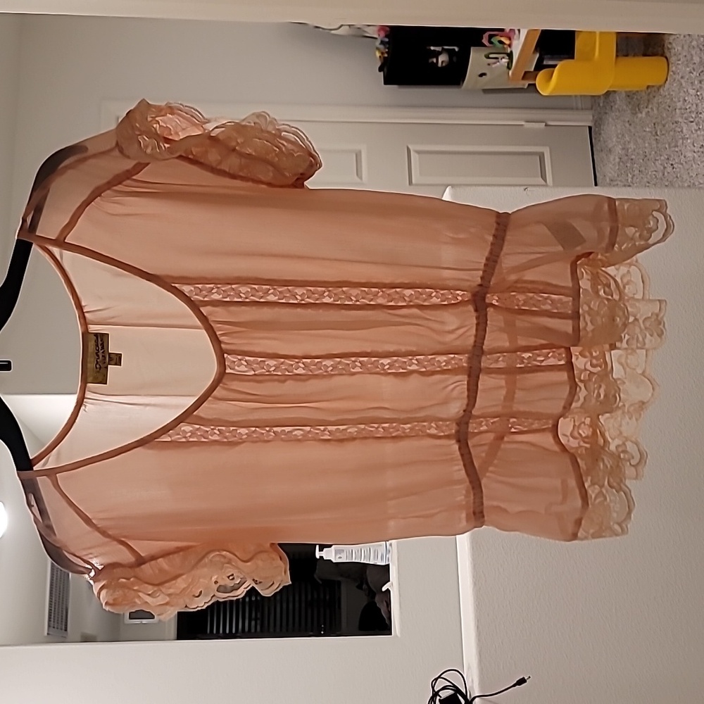 Medium Sheer Peach Lace Blouse- From Princess Vera Wang